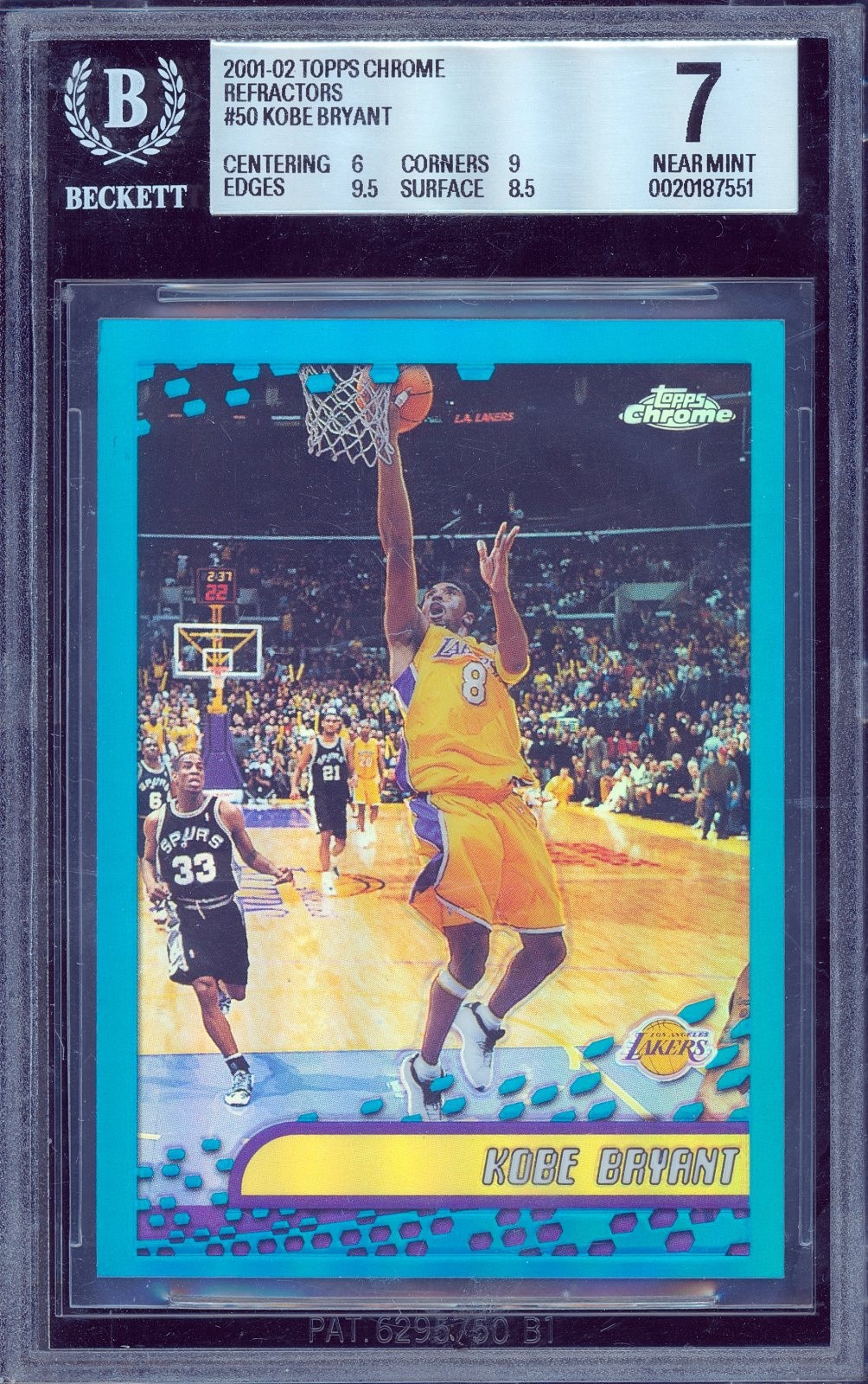 2001-02 Kobe Bryant Topps Chrome Refractor BGS 7