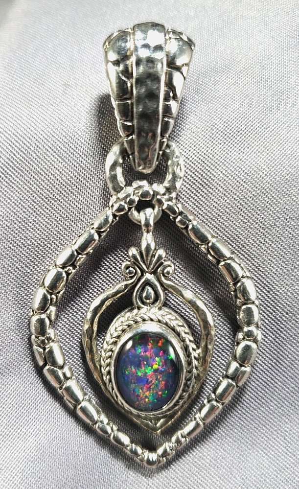 Sarda Bali Sterling Silver 925 Fire Opal Large Floating Statement Pendant