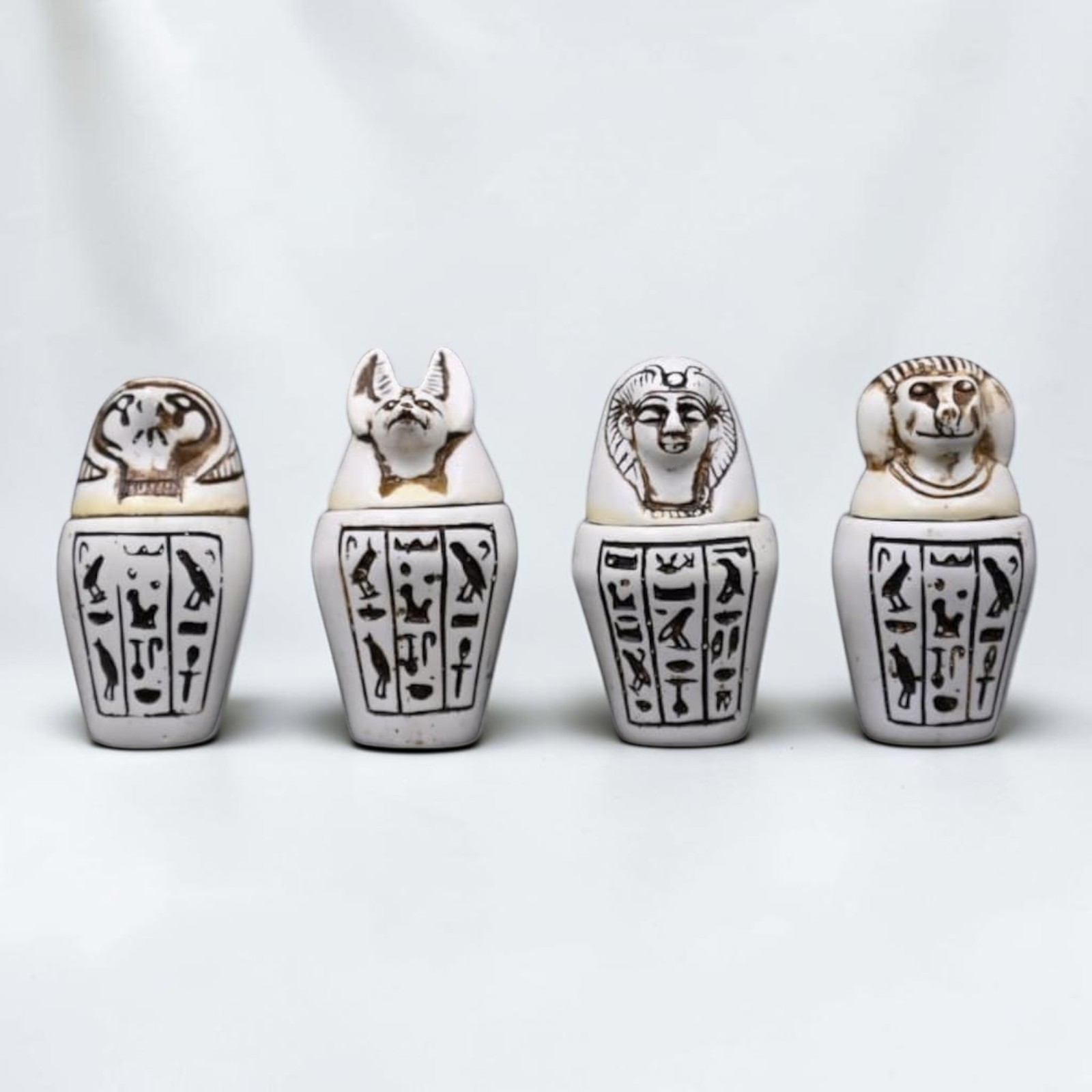 Ancient Egyptian Antique Set Canopic Sons of Horus God Afterlife Mythology BC