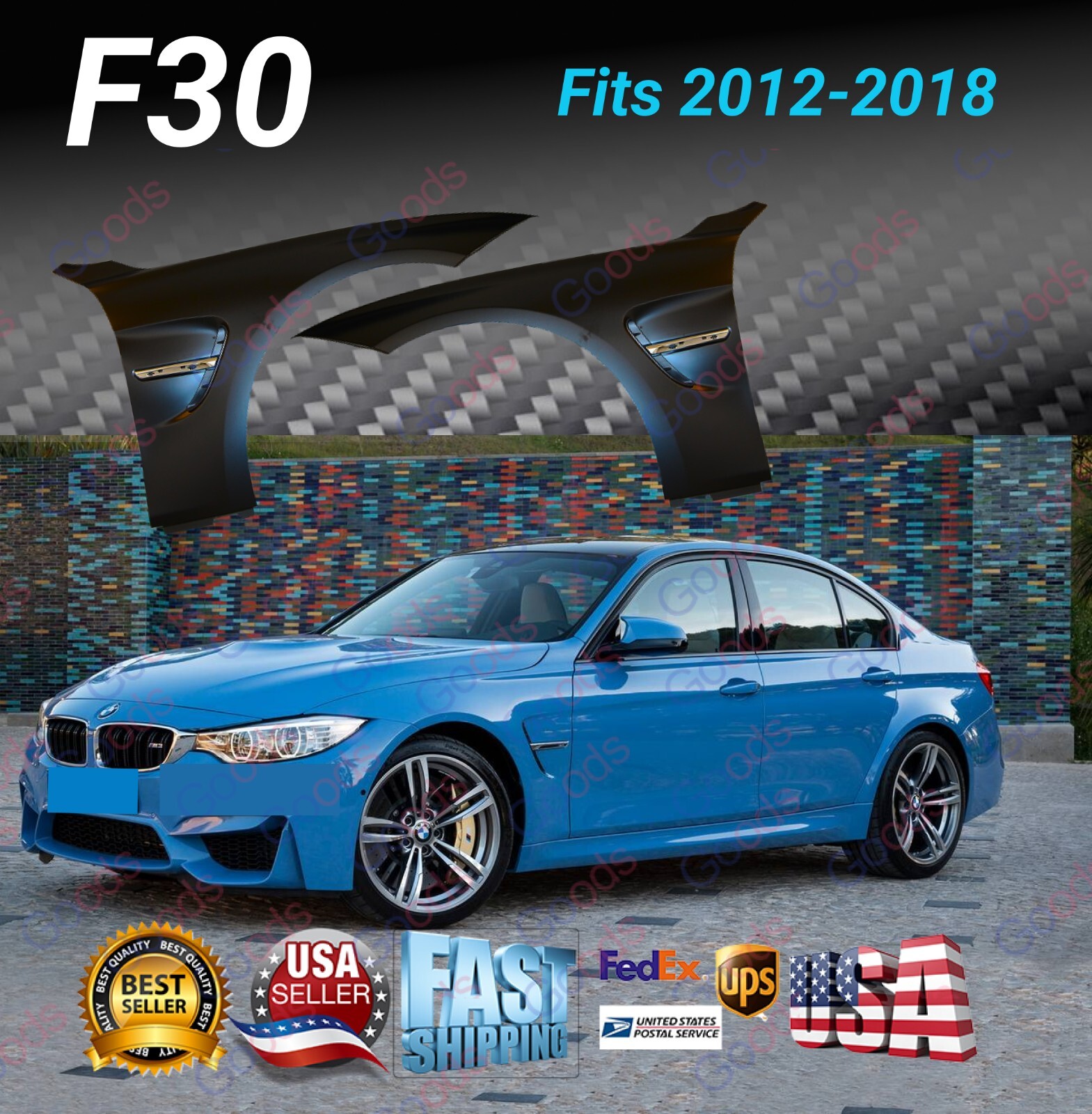 For 2012-2018 BMW 3 Series F30 M3 M4 Style Black Steel Fenders Side Vent For 2012-2018 BMW 3 Series F30 M3 M4 Style Black Steel Fenders Side Vent