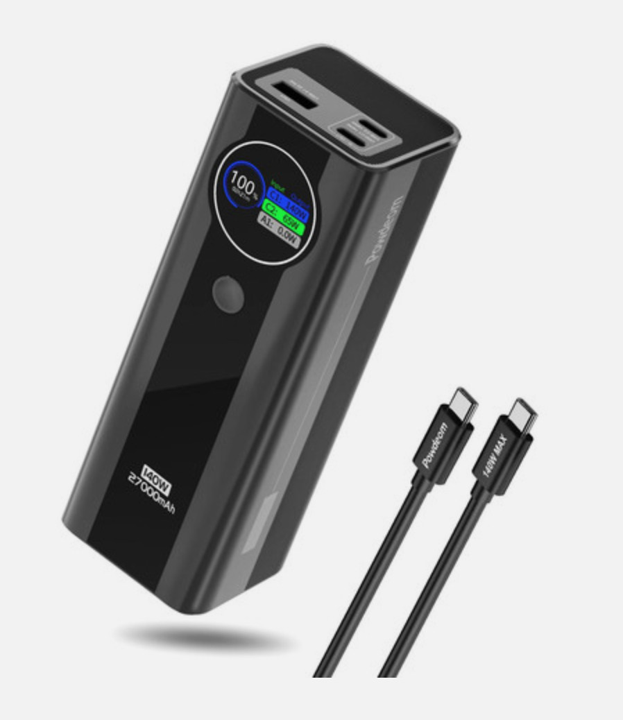 140W Power Bank, 27000mAh 3-Port Portable Laptop Charger, Smart Digital Displ...
