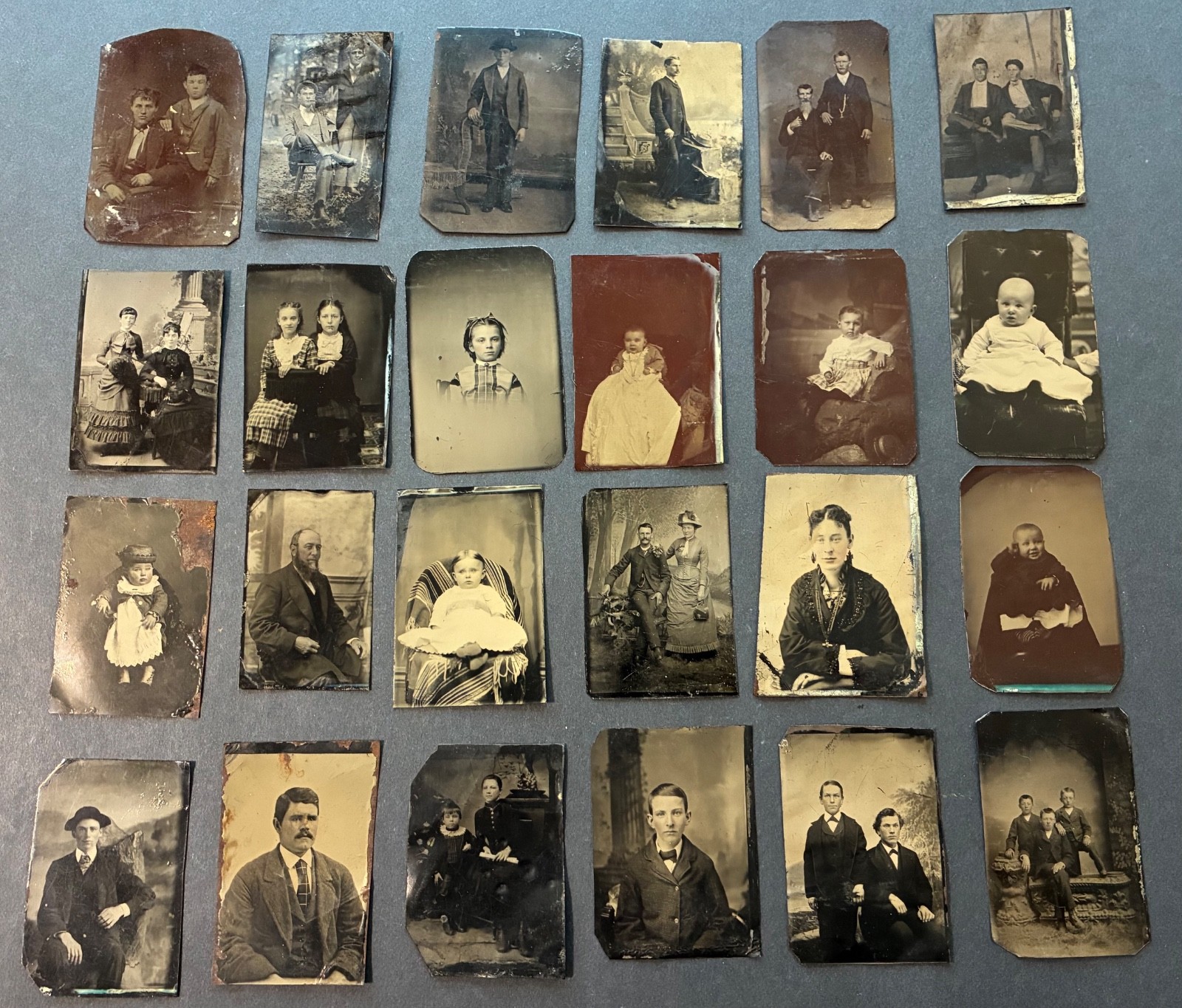 Collection of 24 ANTIQUE 19th CENTURY TINTYPE PHOTOS  ~ Interesting Examples