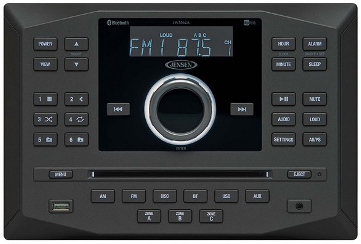 Jensen JWM62A AM/FM/DVD/CD/USB Bluetooth Stereo with App Control