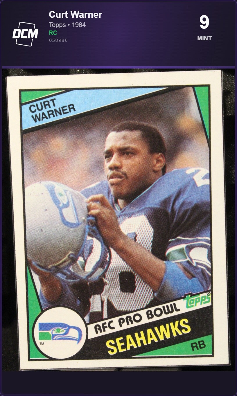 1984 Topps Curt Warner Seattle Seahawks DCM 9