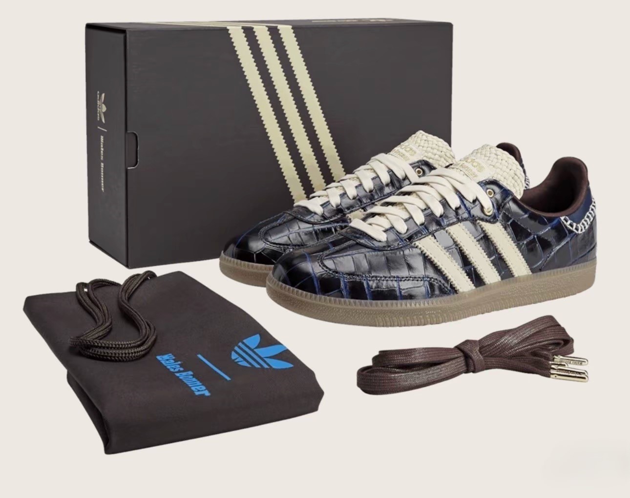Wales Bonner × adidas Samba Collegiate Navy Wonder White JH9825
