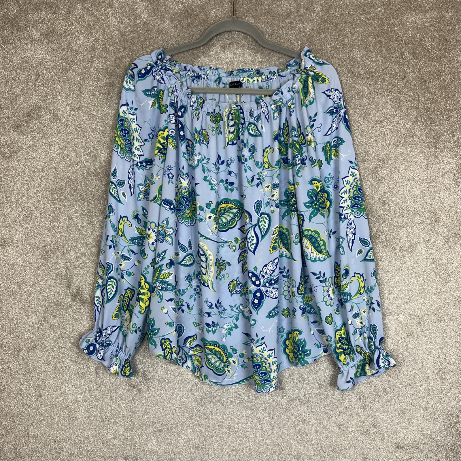 Talbots Blouse Womens Large Blue Floral Long Sleeve Pullover Lightweight- 5306 Talbots Blouse Womens Large Blue Floral Long Sleeve Pullover Lightweight- 5306