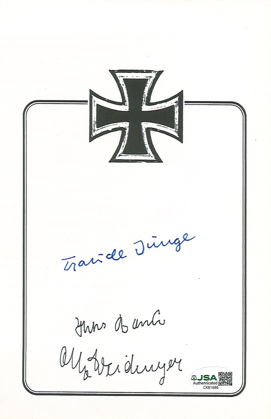 WWII German Personalities Signed Bookplate JSA COA Junge Baur Weidinger