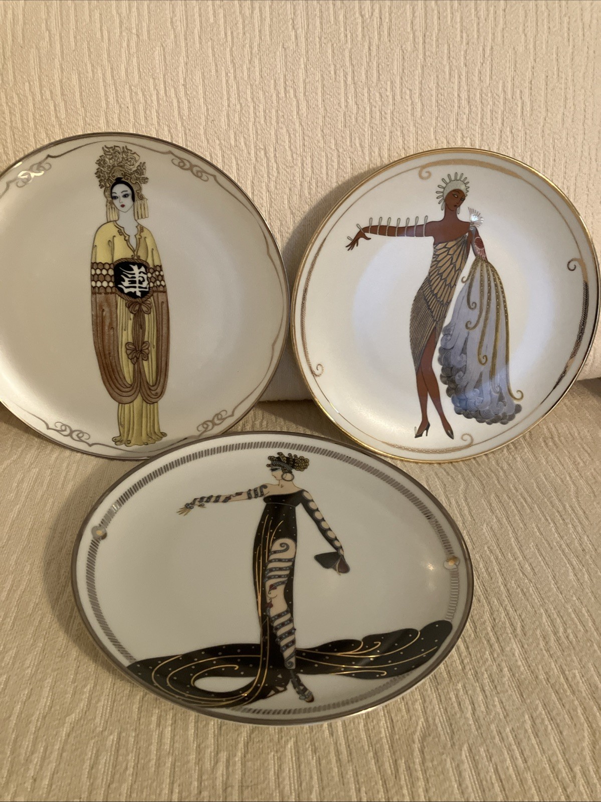 3 - ART DECO Vintage House of Erte Franklin Mint Limited Edition Art Deco Plates