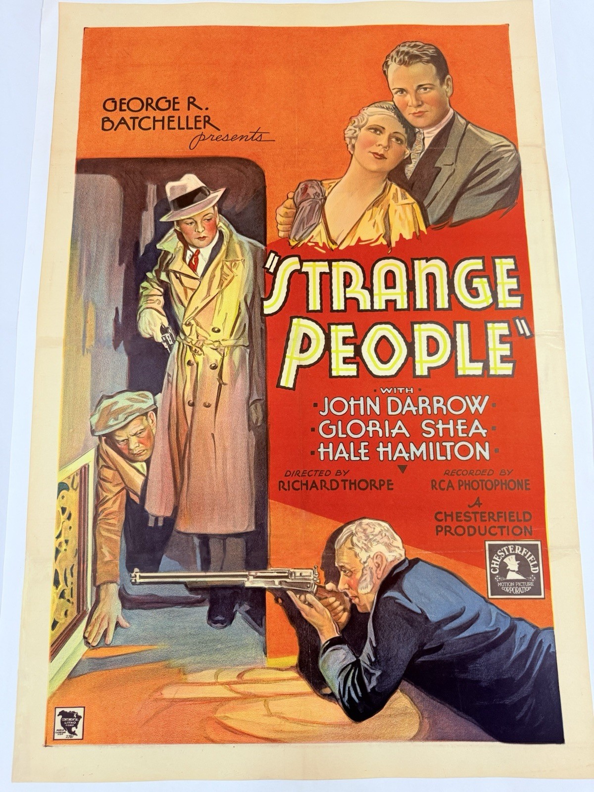 1933 Strange People Original 27x41” Movie Poster John Darrow Gloria Shea Linen