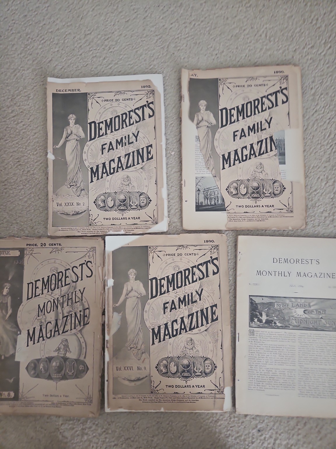 Antique Demorest's Family Magazine Lot 1889-1892 Victorian Fashion Ephemera