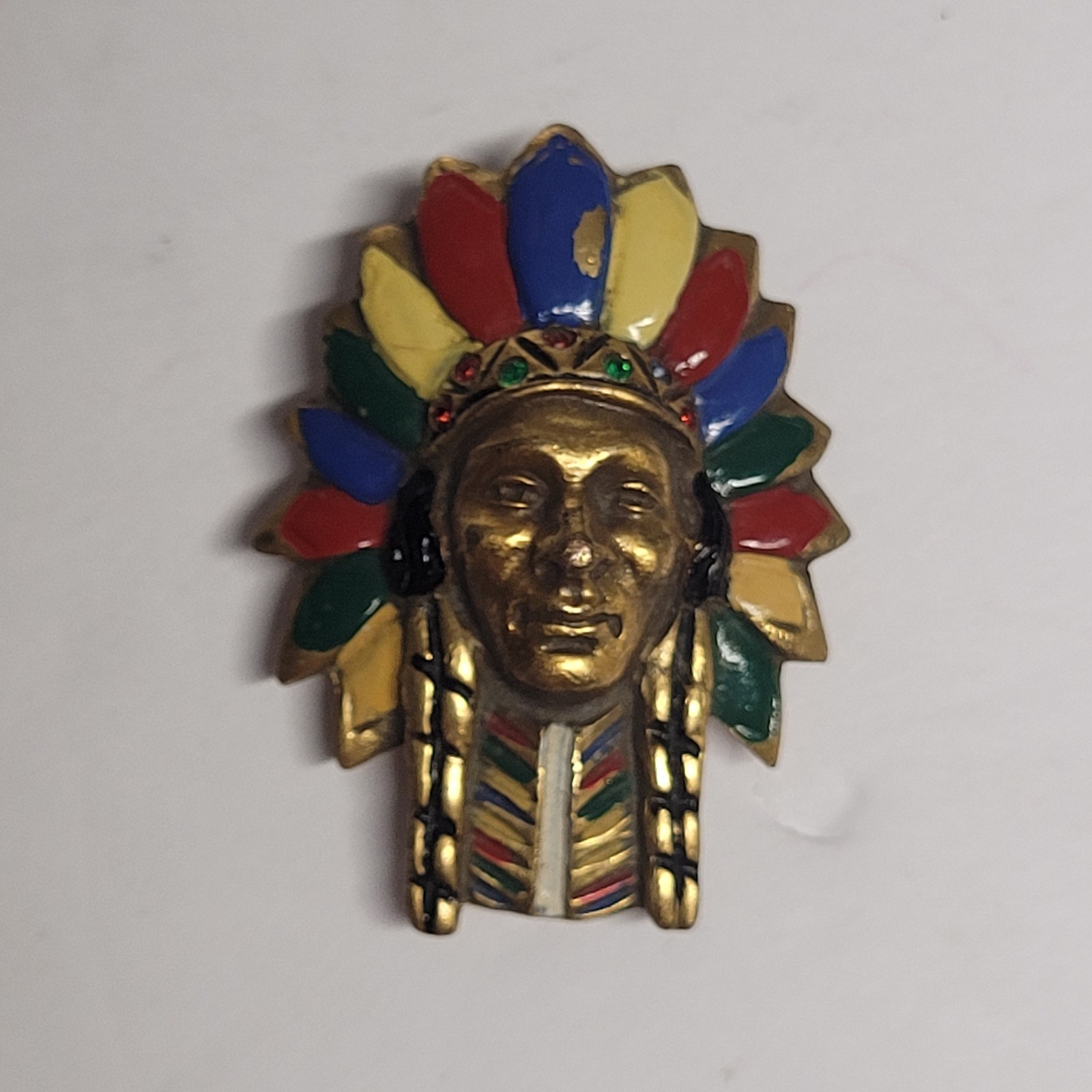 40\'s Fur / Dress Clip - Native Chief - Unsigned Coro - Costume Jewelry 40\'s Fur / Dress Clip - Native Chief - Unsigned Coro - Costume Jewelry