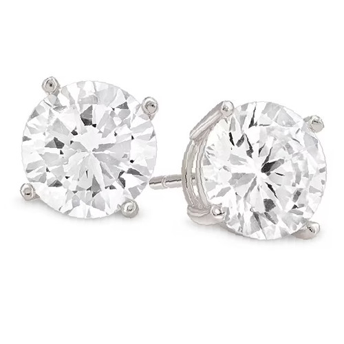 925 Sterling Silver Round Cubic Zirconia CZ Stud Earrings 4mm 5mm 6mm Women Men