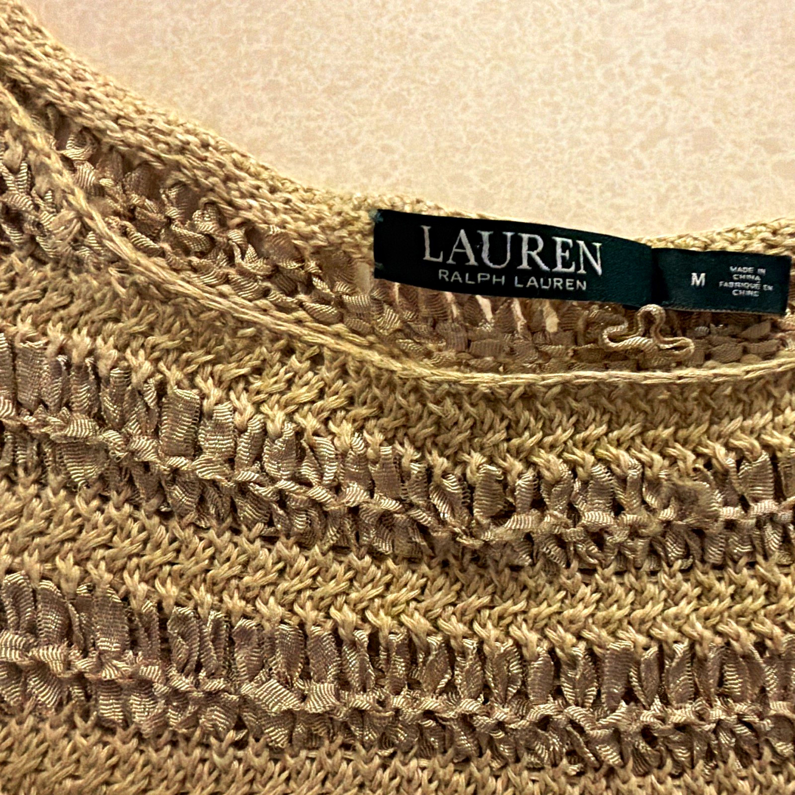 Lauren Ralph Lauren Lightweight Cotton Knit Striped Metallic Crewneck M Lauren Ralph Lauren Lightweight Cotton Knit Striped Metallic Crewneck M