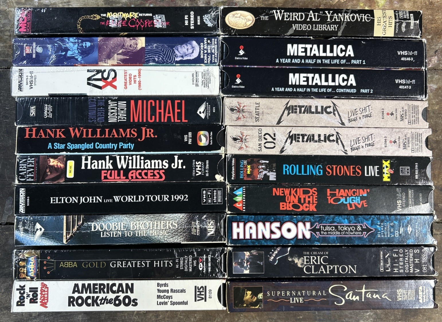 Lot Of 20 Concert VHS Tapes Band Metallica Hank Williams INSX Rock And Roll ABBA Lot Of 20 Concert VHS Tapes Band Metallica Hank Williams INSX Rock And Roll ABBA