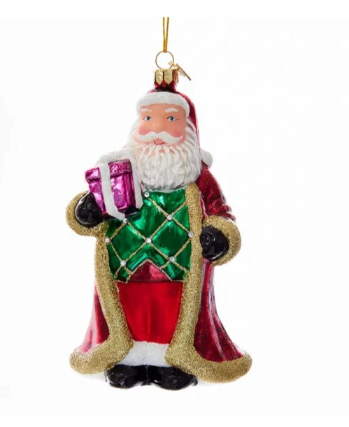 Santa~Red Robe Gifts Glass Christmas Ornament~Kurt Adler Noble Gems~NB1236-57