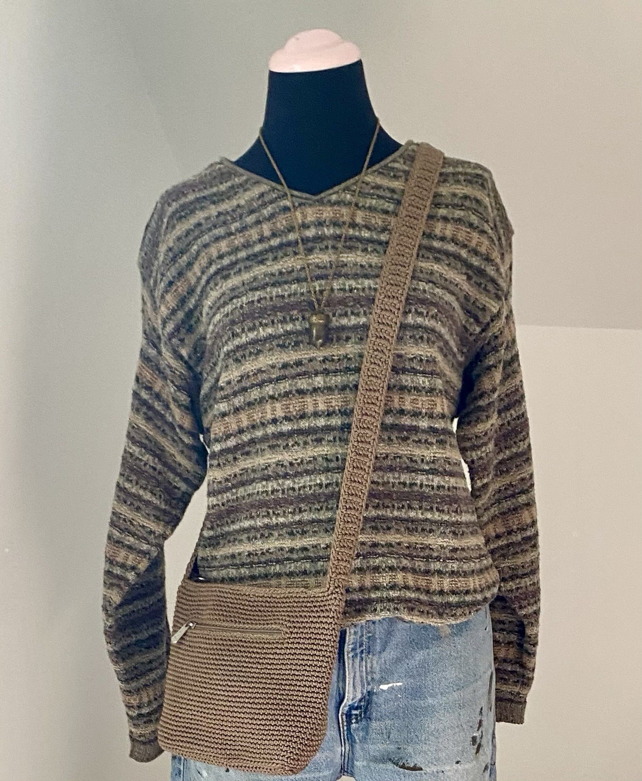 Vintage Eddie Bauer Mostly Cotton Sweater Brown & Gray, S/M Made in USA Vintage Eddie Bauer Mostly Cotton Sweater Brown & Gray, S/M Made in USA
