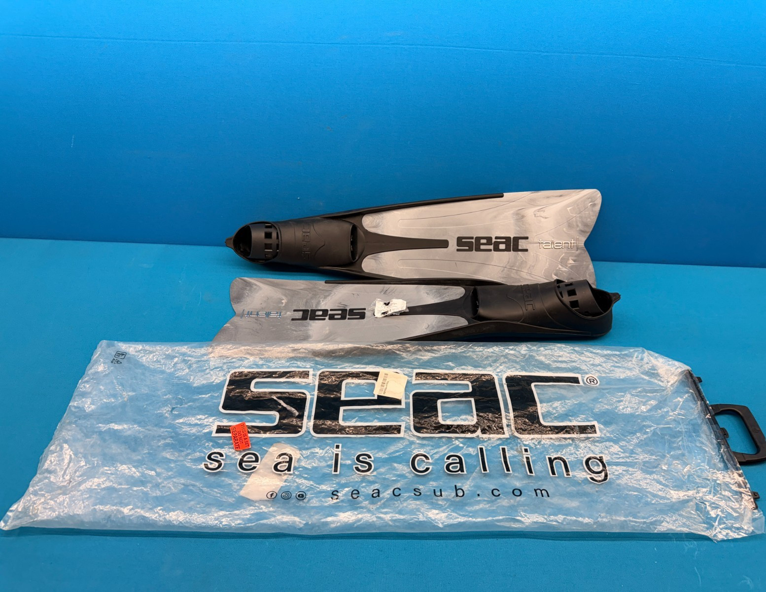 SEAC Talent Camo Gray Full Foot Dive Fins Size 9.5-10 US Spearfishing Pair