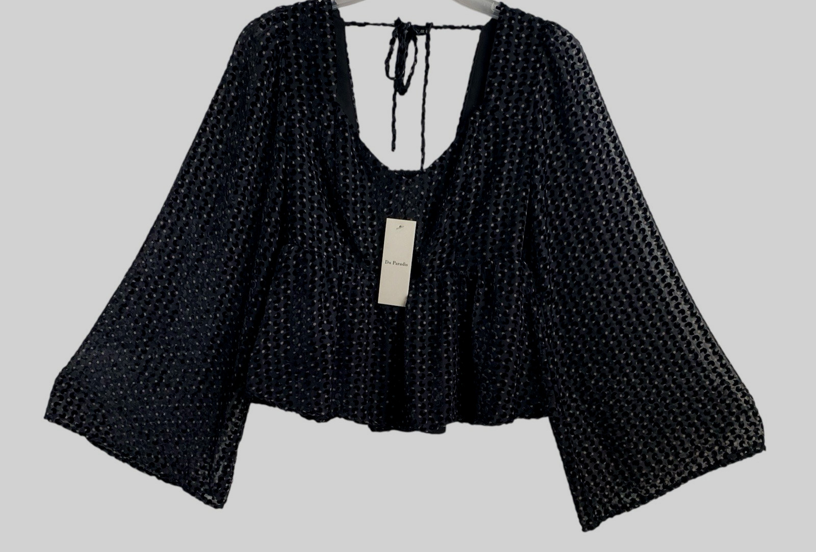 Du Paradis Anthropologie Black Long Sleeve Top Velvet Accents Sz Small Du Paradis Anthropologie Black Long Sleeve Top Velvet Accents Sz Small