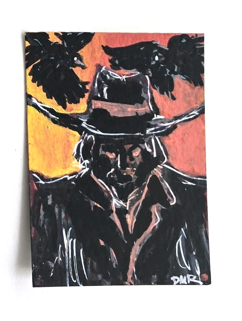 Original ACEO DarkArt Cowboy  Horror Goth Halloween Dulce Maria Rico \