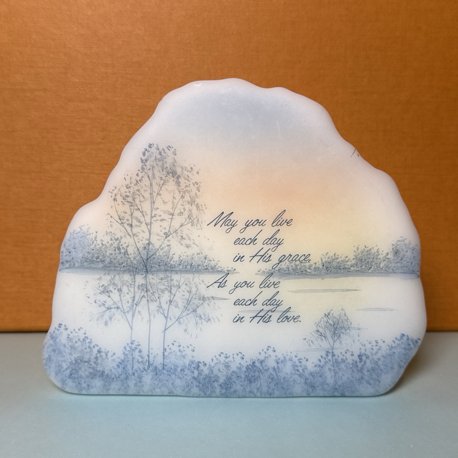Vtg Fenton Hand Painted Iceberg Glacier \ Vtg Fenton Hand Painted Iceberg Glacier \