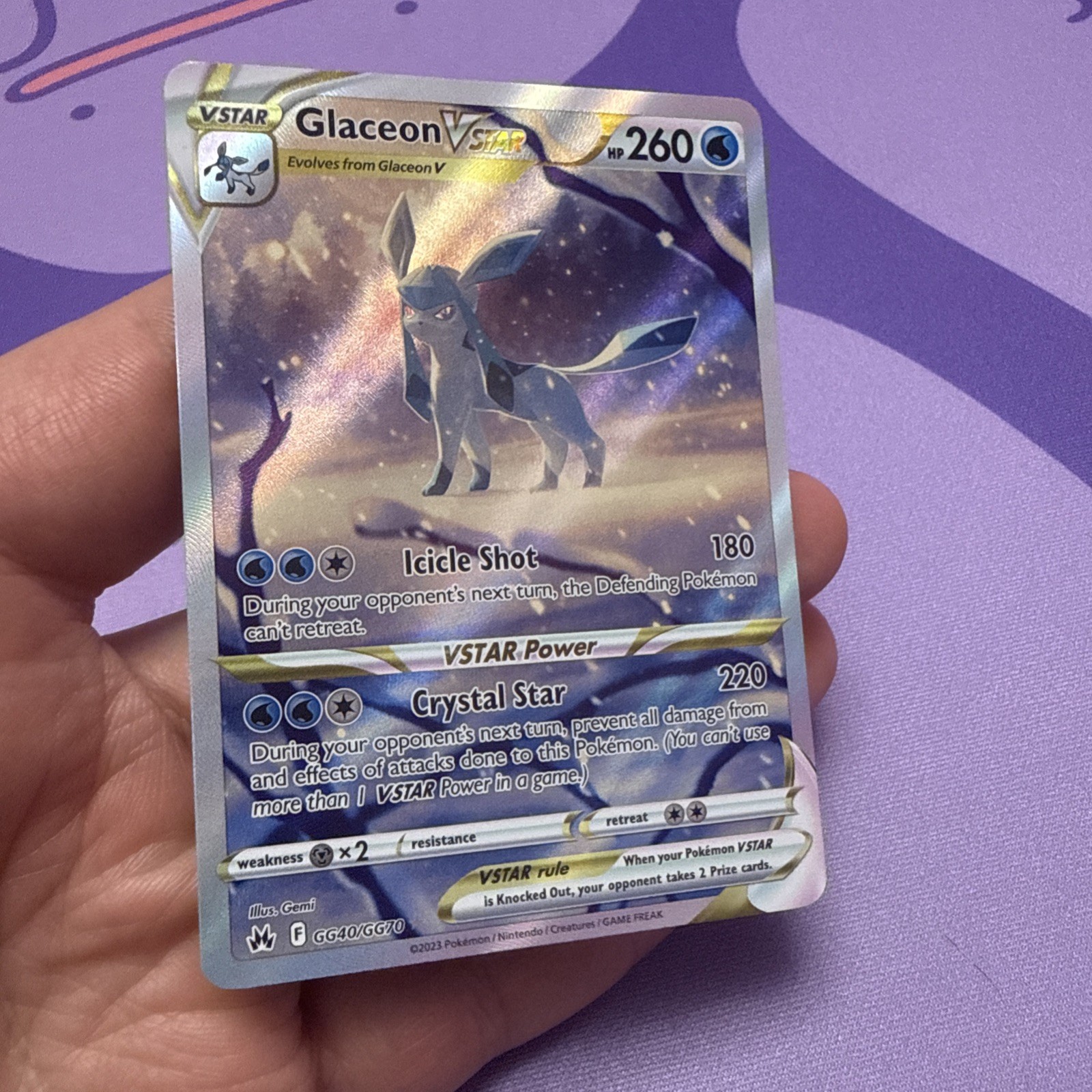 Glaceon VSTAR GG40/GG70 SWSH: Crown Zenith: Galarian Gallery Holo NM English Glaceon VSTAR GG40/GG70 SWSH: Crown Zenith: Galarian Gallery Holo NM English