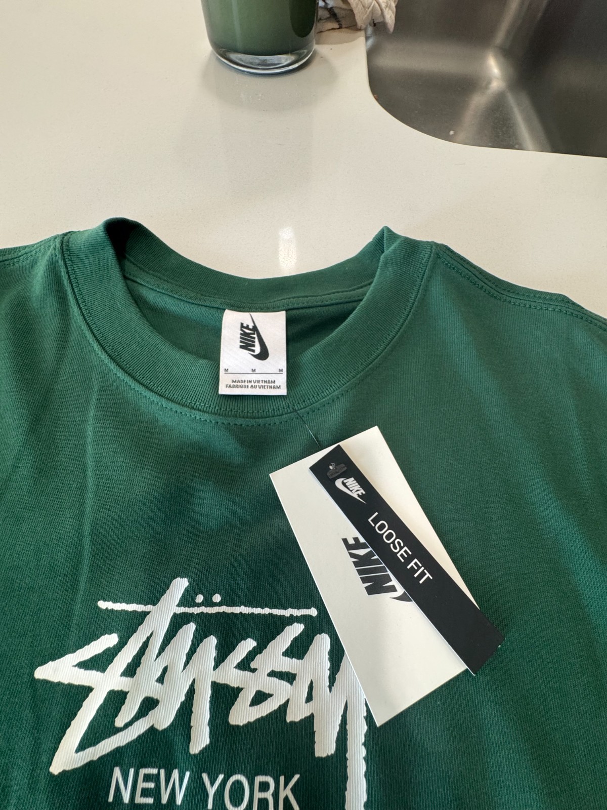 🔥🔥NIKE x Stussy Intentional T- shirt Gorge Green DD3342-341 Men’s Size Medium