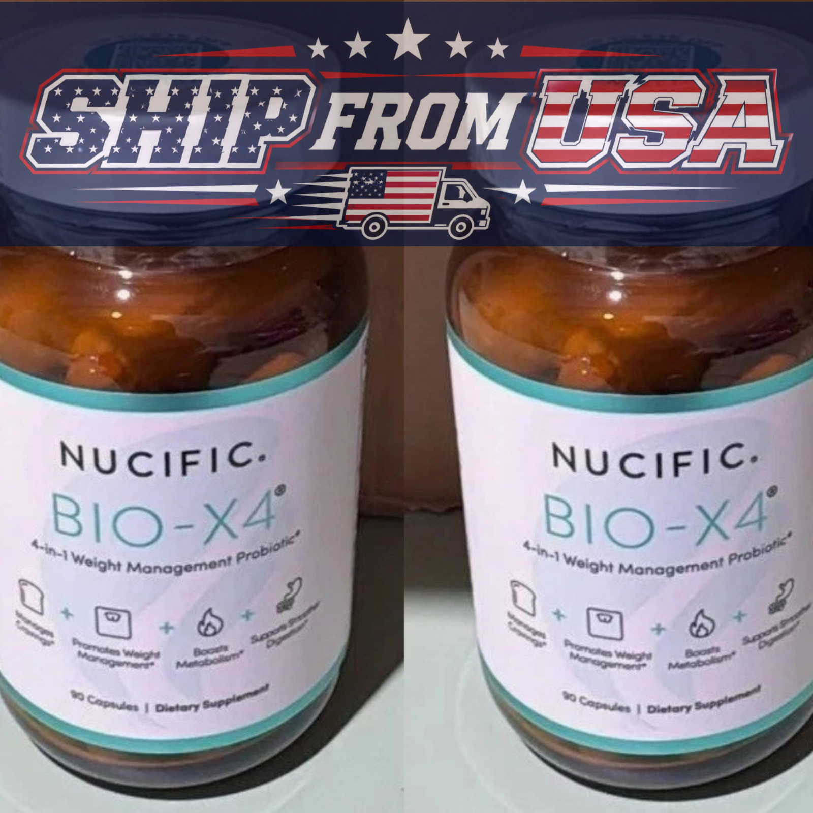 2 PACK Nucific BIO-X4 - 4 in One Probiotic Digestive Weight Support 90 Capsule 2 PACK Nucific BIO-X4 - 4 in One Probiotic Digestive Weight Support 90 Capsule