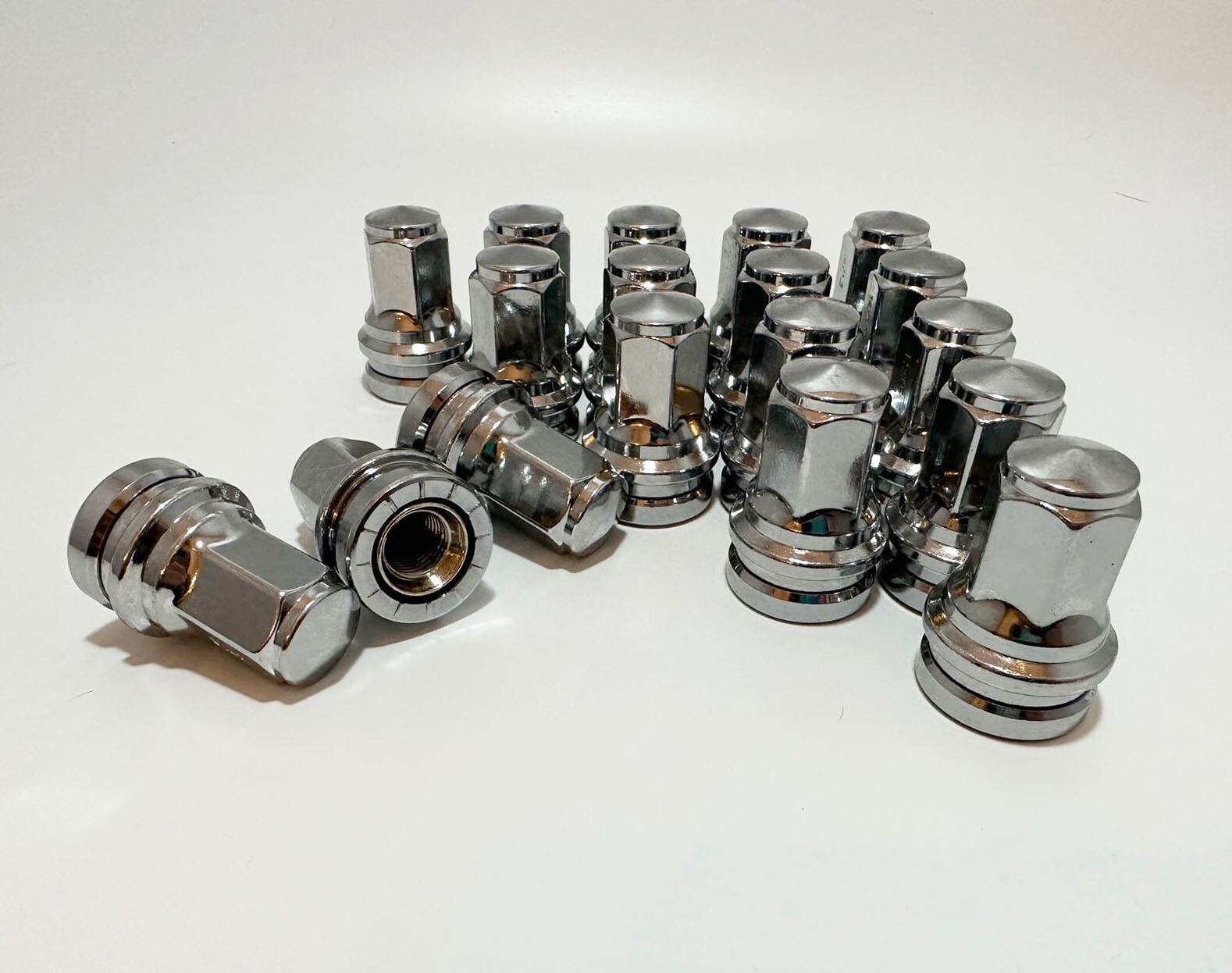 16pc Fit F250 F350 Super Duty Ford OEM Factory Chrome 14x1.5 Flat Seat Lug Nut