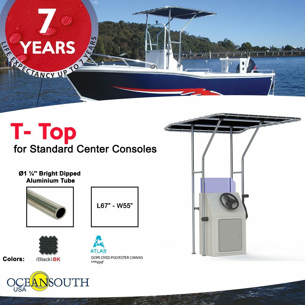 Oceansouth Boat T-top for Standard Center Console Boat Black (Size 2)