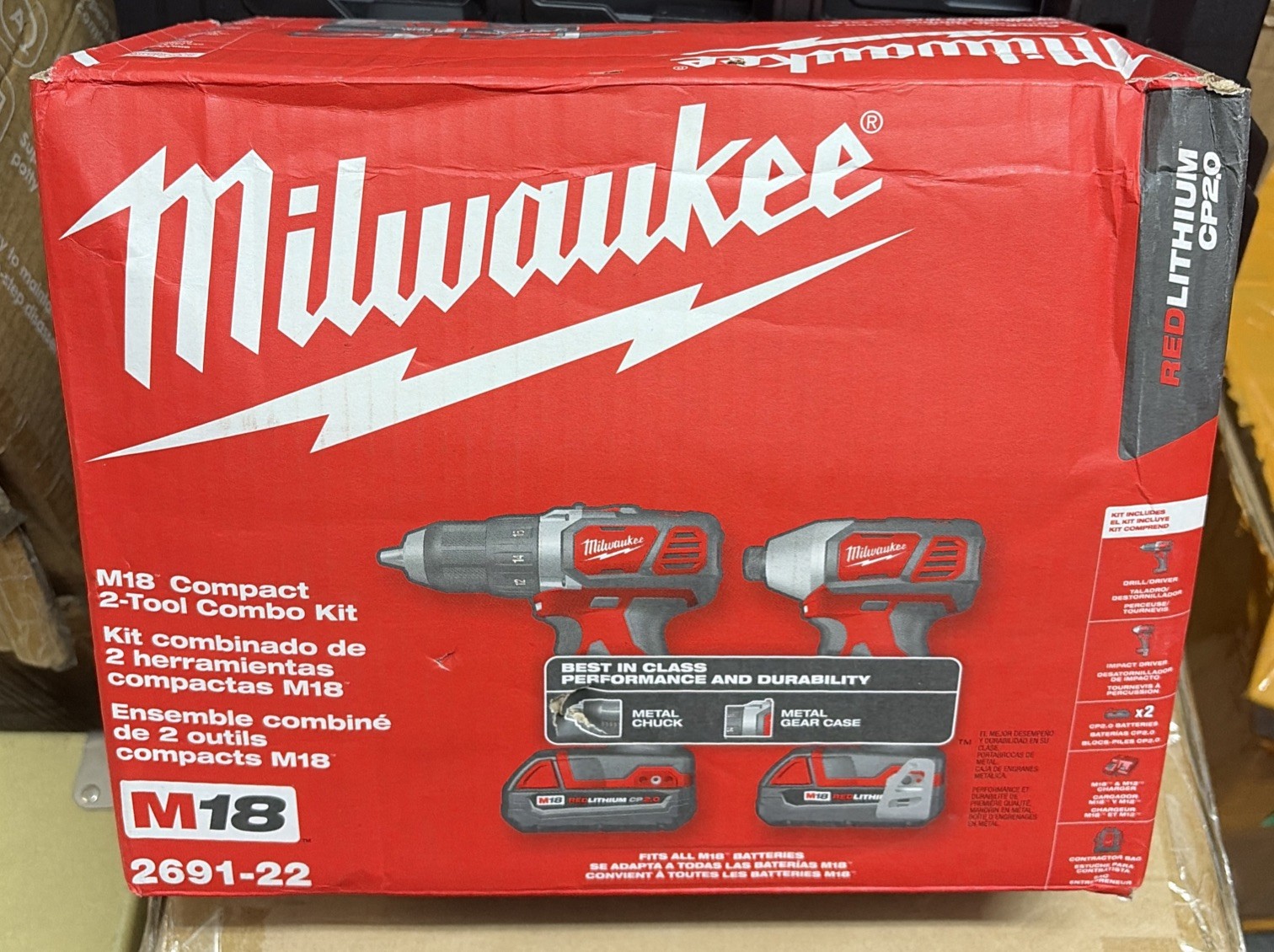 Milwaukee M18 2691-22 Compact 2-Tool Drill/Driver Kit 18V Li-Ion 2 Batts Milwaukee M18 2691-22 Compact 2-Tool Drill/Driver Kit 18V Li-Ion 2 Batts