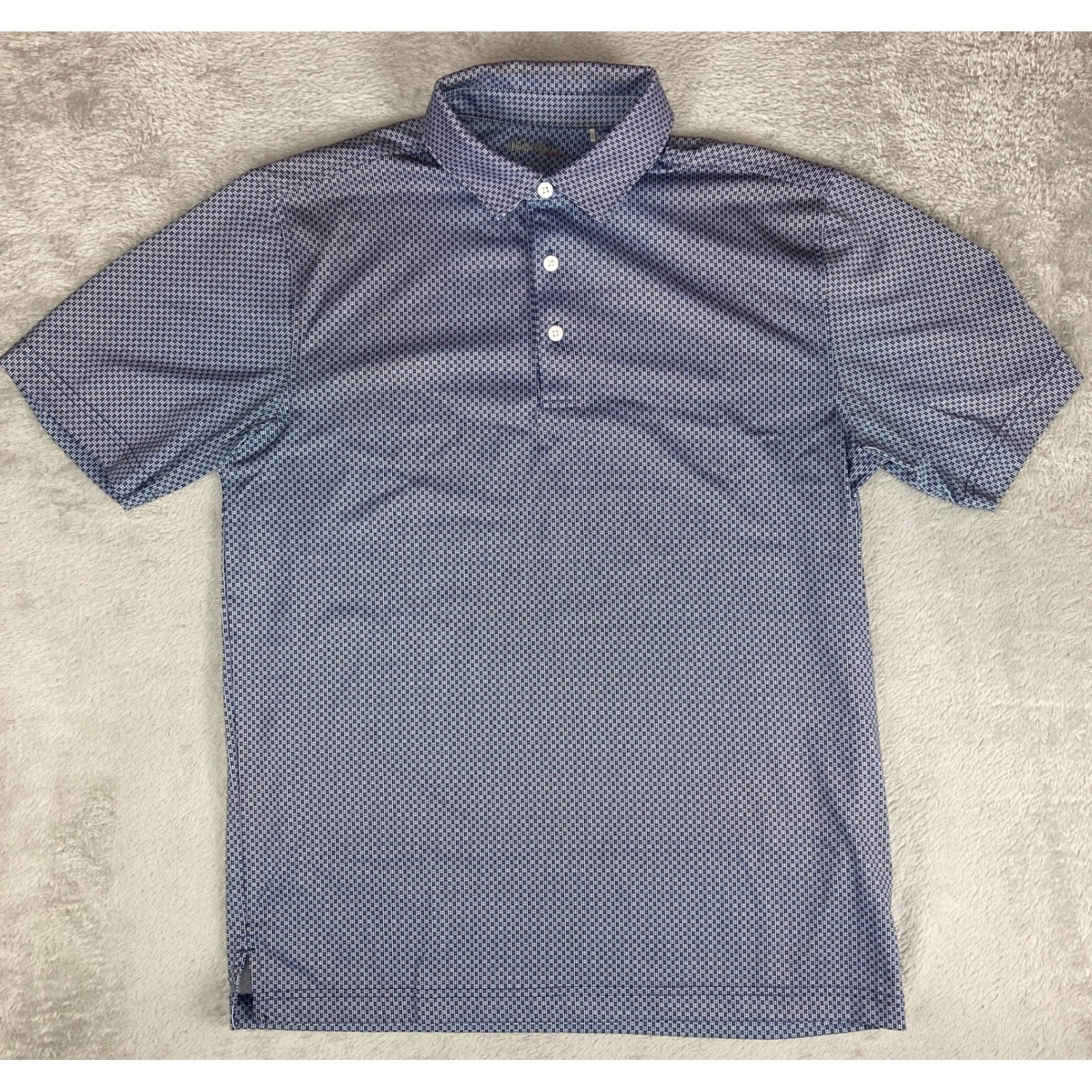 Walter Hagen Mens Golf Polo Shirt Blue Geometric Pattern Short Sleeve Size S