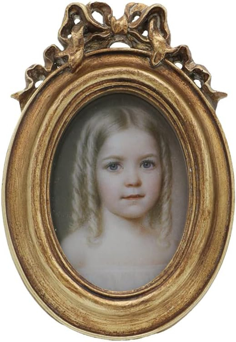 Vintage 2.5X3.5 Oval Picture Frame, Small Antique Gold Frames
