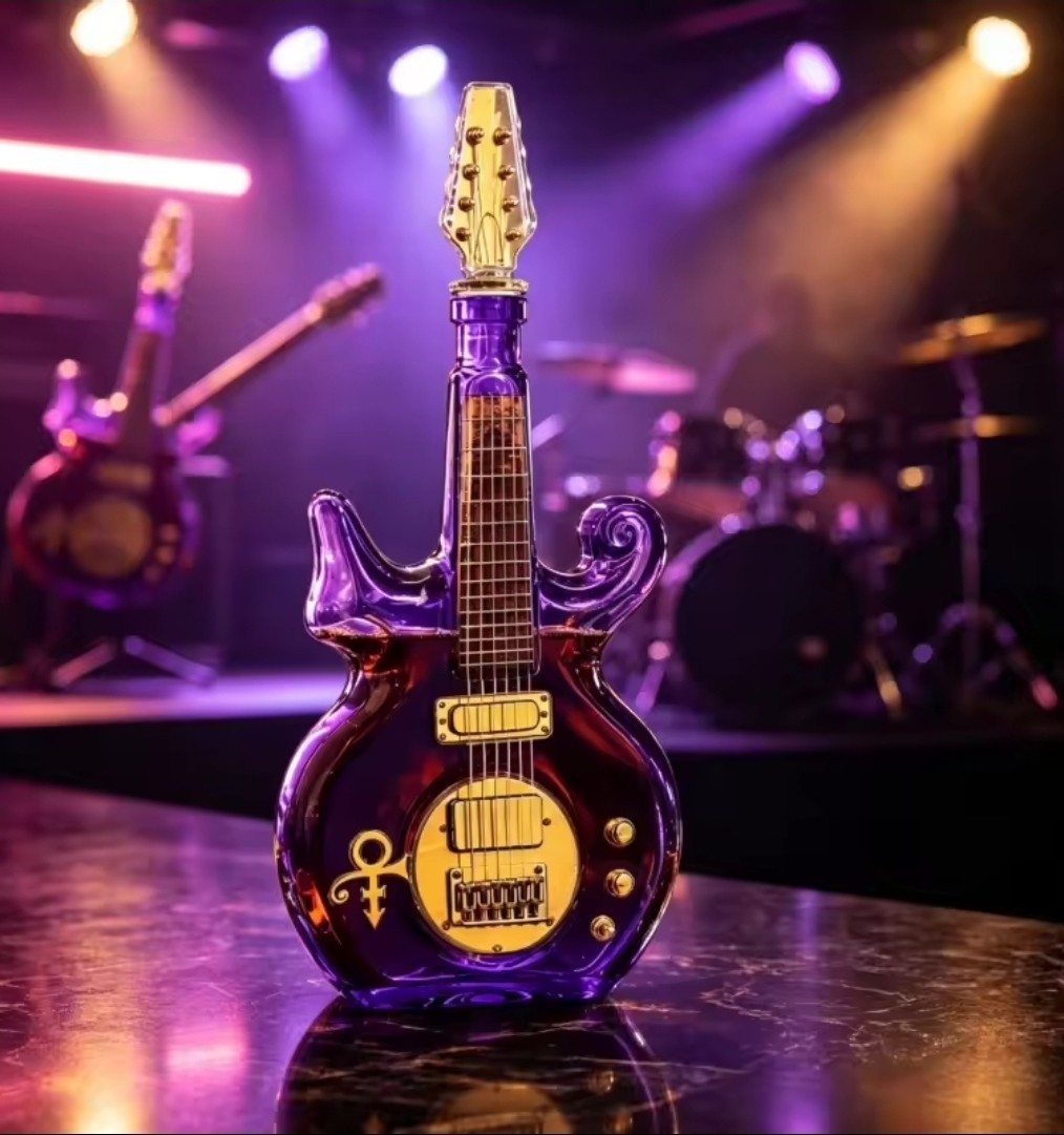 Prince Purple Guitar Liquor Whiskey Decanter Bottle New Prince Purple Guitar Liquor Whiskey Decanter Bottle New