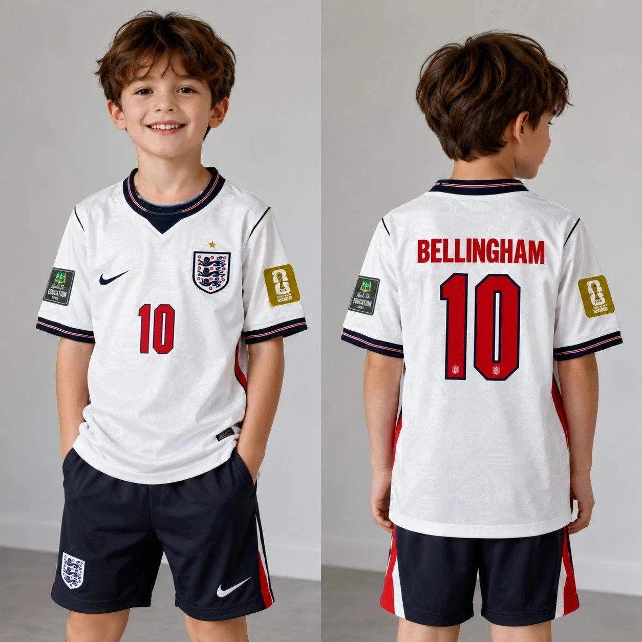 Jude #10 Bellingham England National Team WC 2026 Home YOUTH Jersey - White