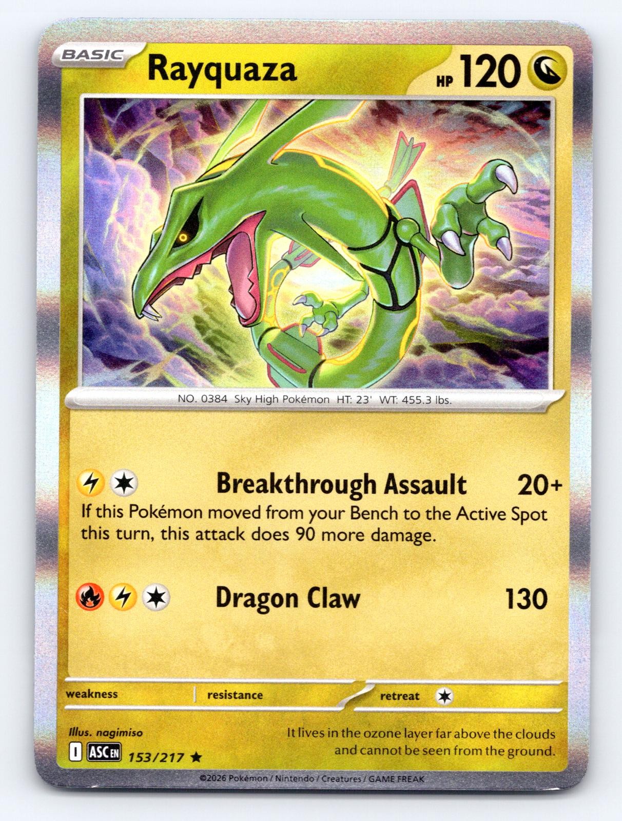 Rayquaza 153/217 Rare Ascended Heroes Pokemon Holo Lightly Played