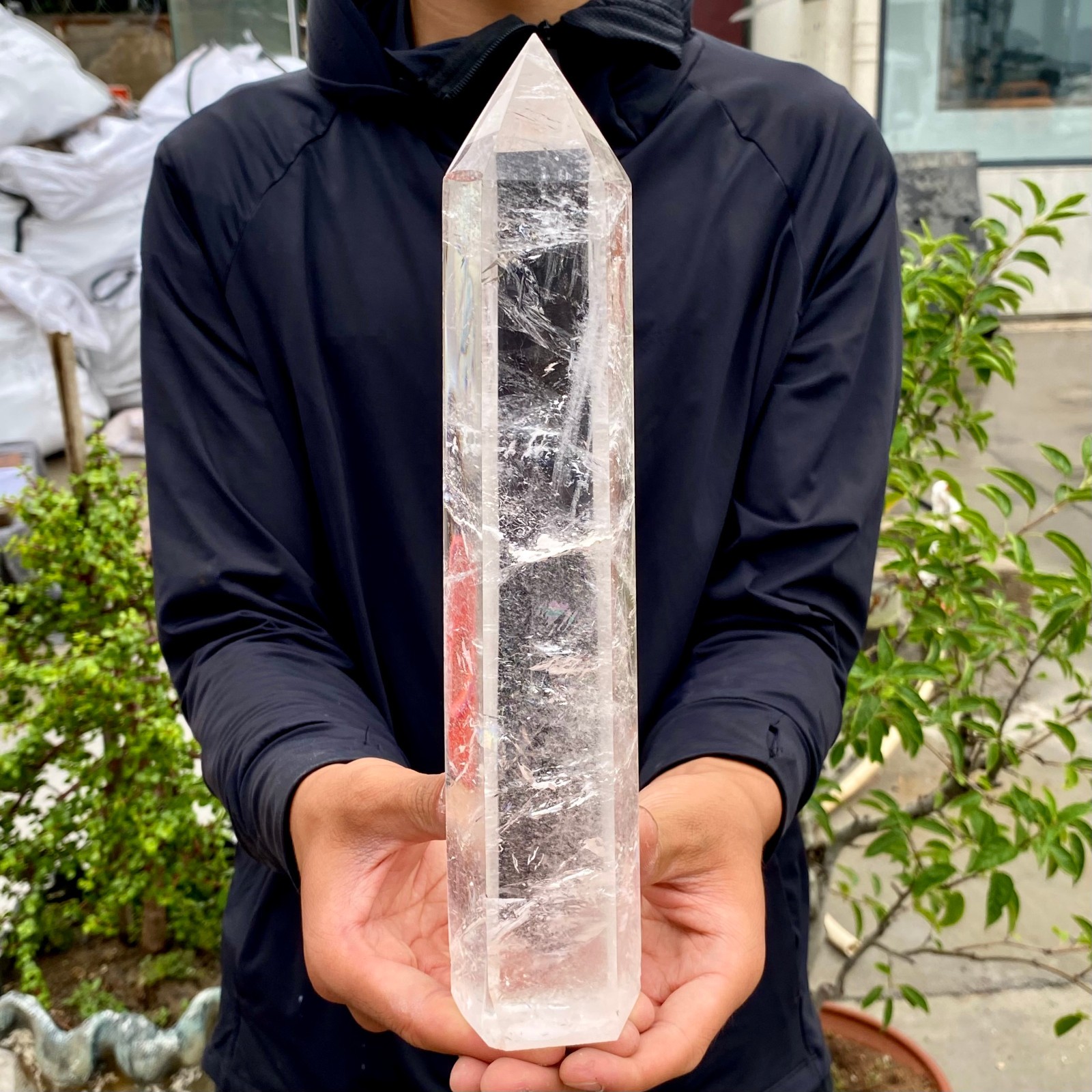 3.28LB Large Natural Clear White Crystal Obelisk Transparent Quartz Energy
