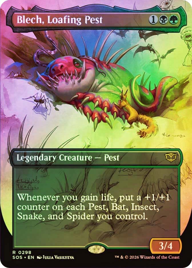 MTG FOIL Blech, Loafing Pest Borderless - Secrets of Strixhaven #298