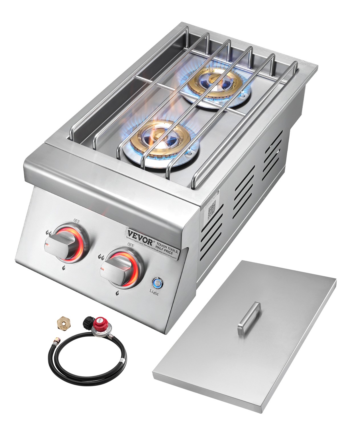 VEVOR Double Grilling Side Burners for Outdoor 2x17,000BTU Propane & Natural Gas