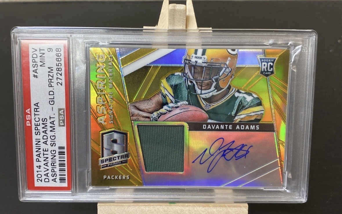 2014 Panini Spectra Davante Adams (RC) Aspiring Signatures Gold Prizm 5/10 PSA 9