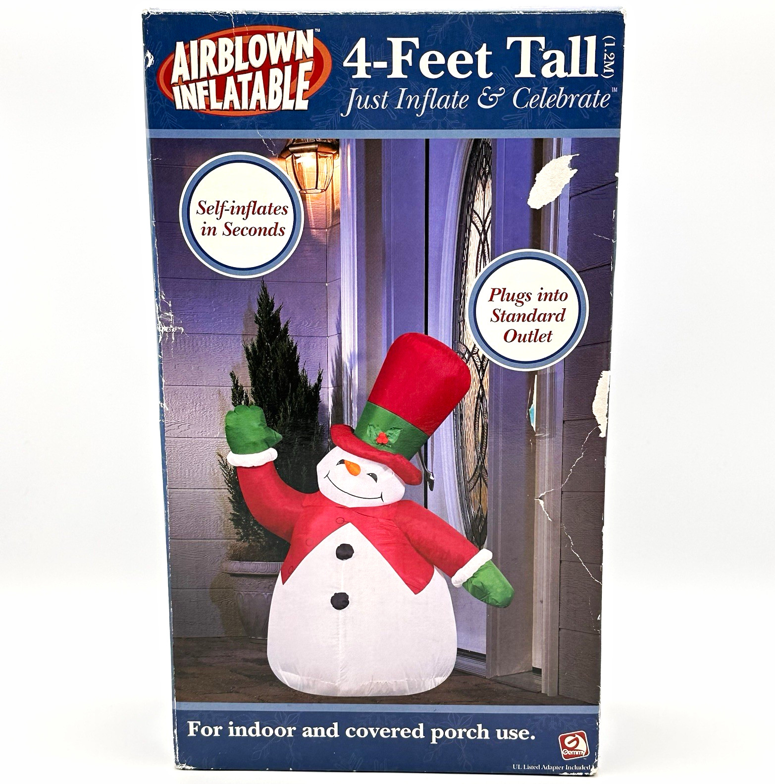 Vintage 2004 Gemmy Airblown Inflatable 4ft Snowman Christmas Decor RARE RED