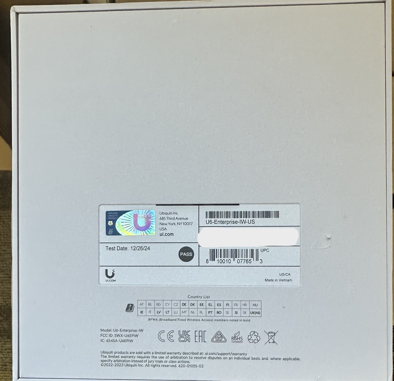 New Open Box Ubiquiti Networks U6-Enterprise-IW-US Wireless Access Point