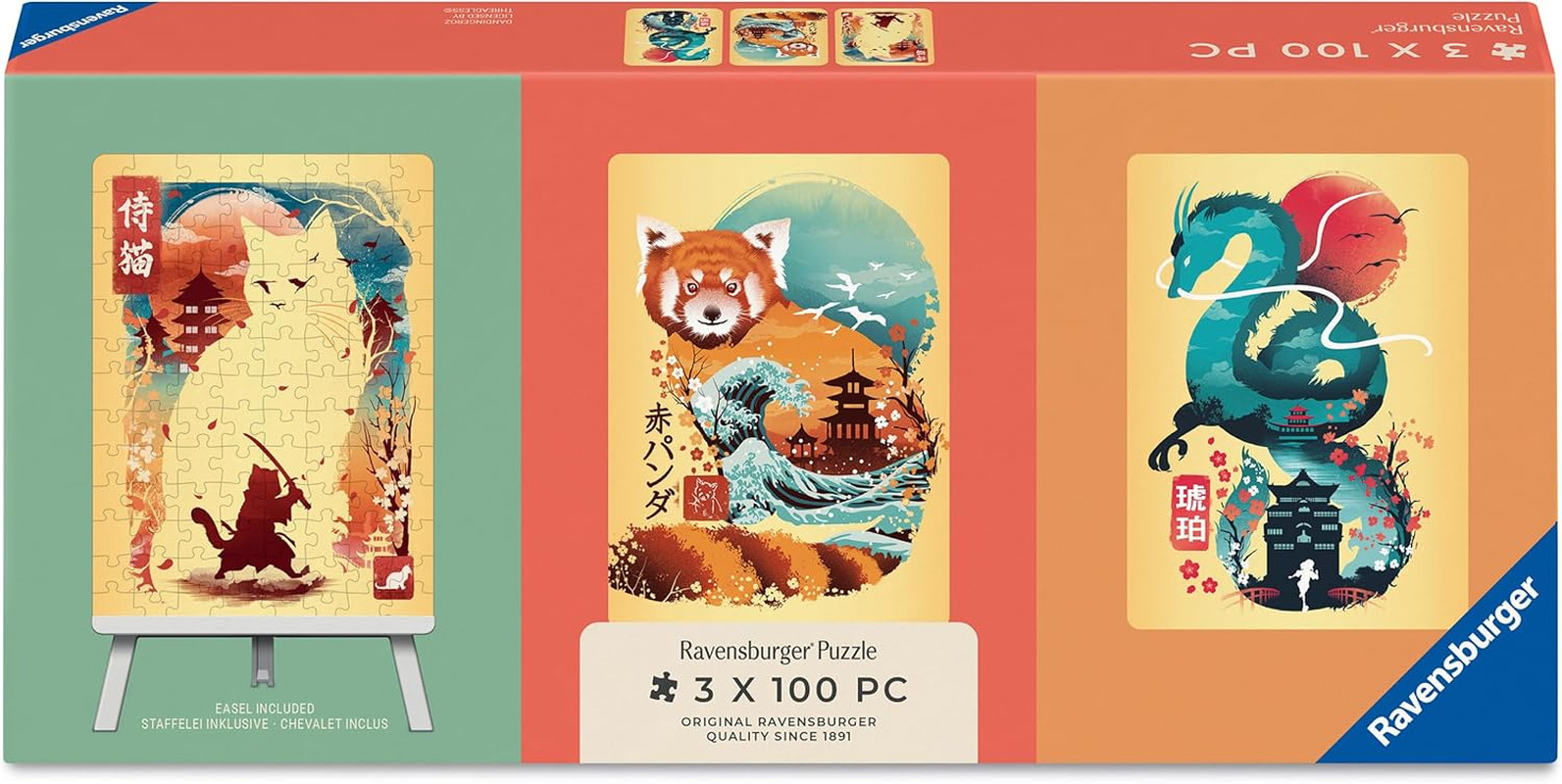 Ravensburger Cat Warrior, Red Panda & Dragon 100 Piece Mini Puzzle New Toy Gift Ravensburger Cat Warrior, Red Panda & Dragon 100 Piece Mini Puzzle New Toy Gift