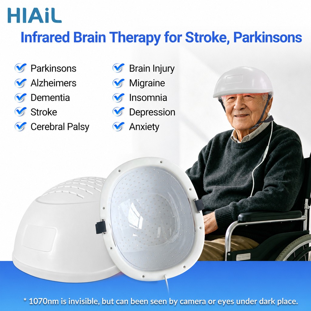 1070nm NIR Light Therapy Brain Helmet for Parkinson Depression Anxiety Stroke