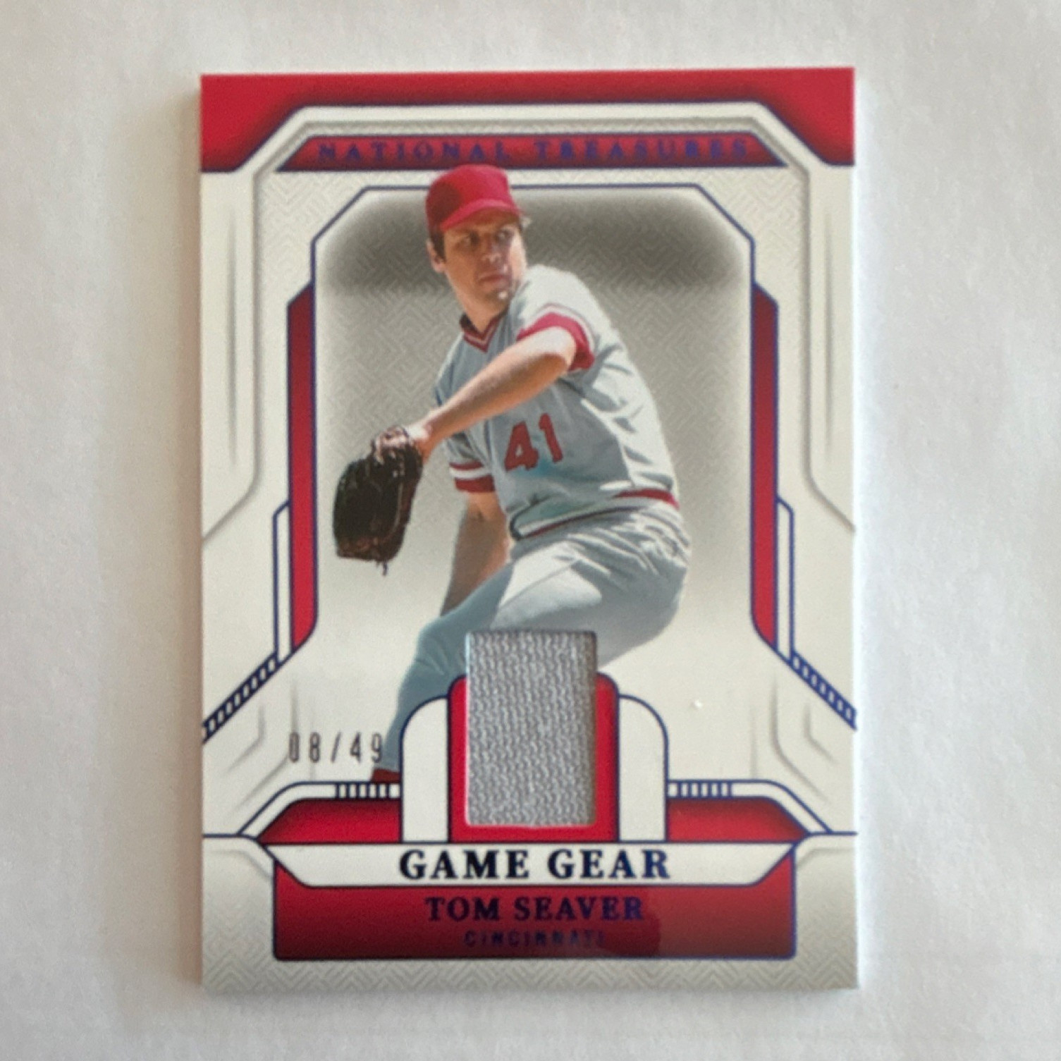 Panini 2025 National Treasures Tom Seaver Reds Game Gear Blue #GGS-TS 08/49