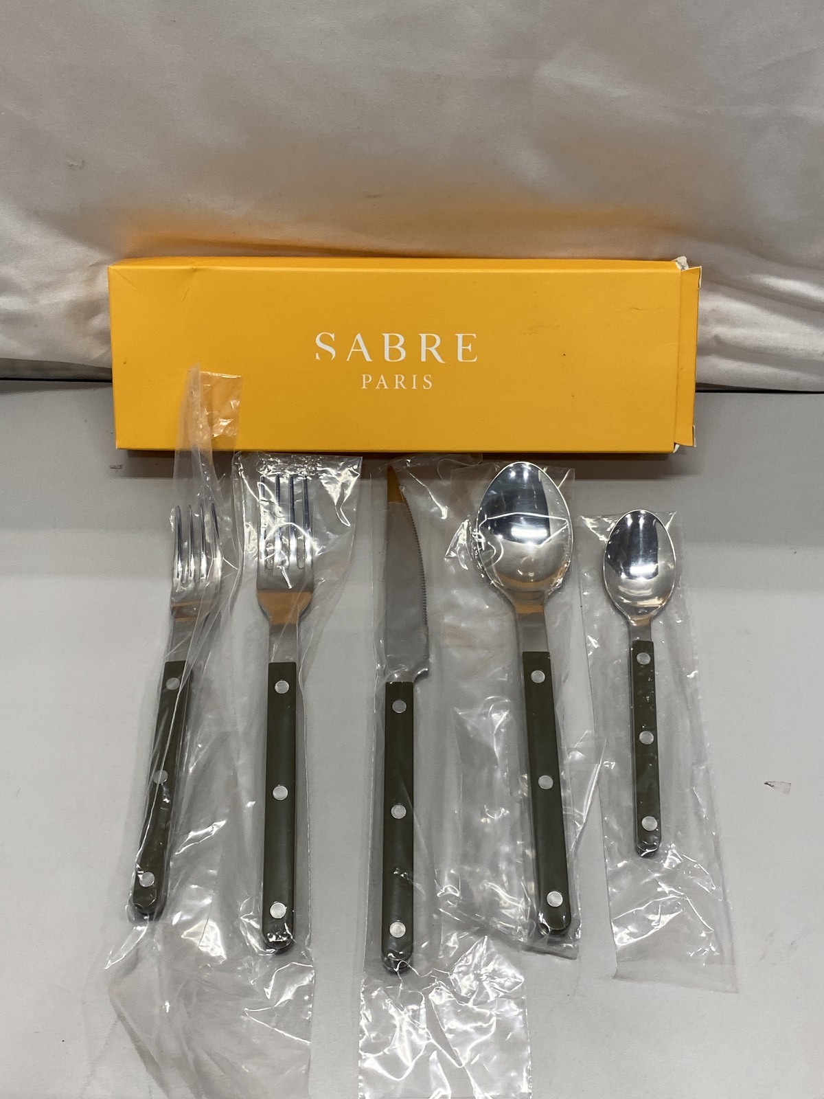 Sabre Paris Bistrot Solid Flatware Fern Green 4pcs Set Stainless Steel