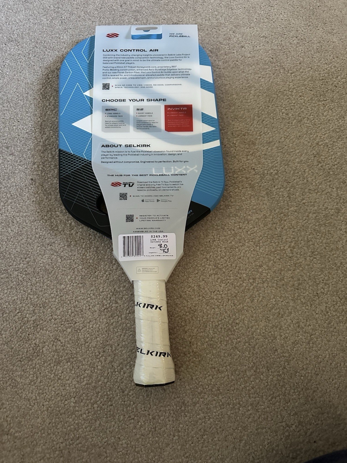 Selkirk LUXX Control Air Blue Pickleball Paddle USA Pro Overgrip Selkirk LUXX Control Air Blue Pickleball Paddle USA Pro Overgrip