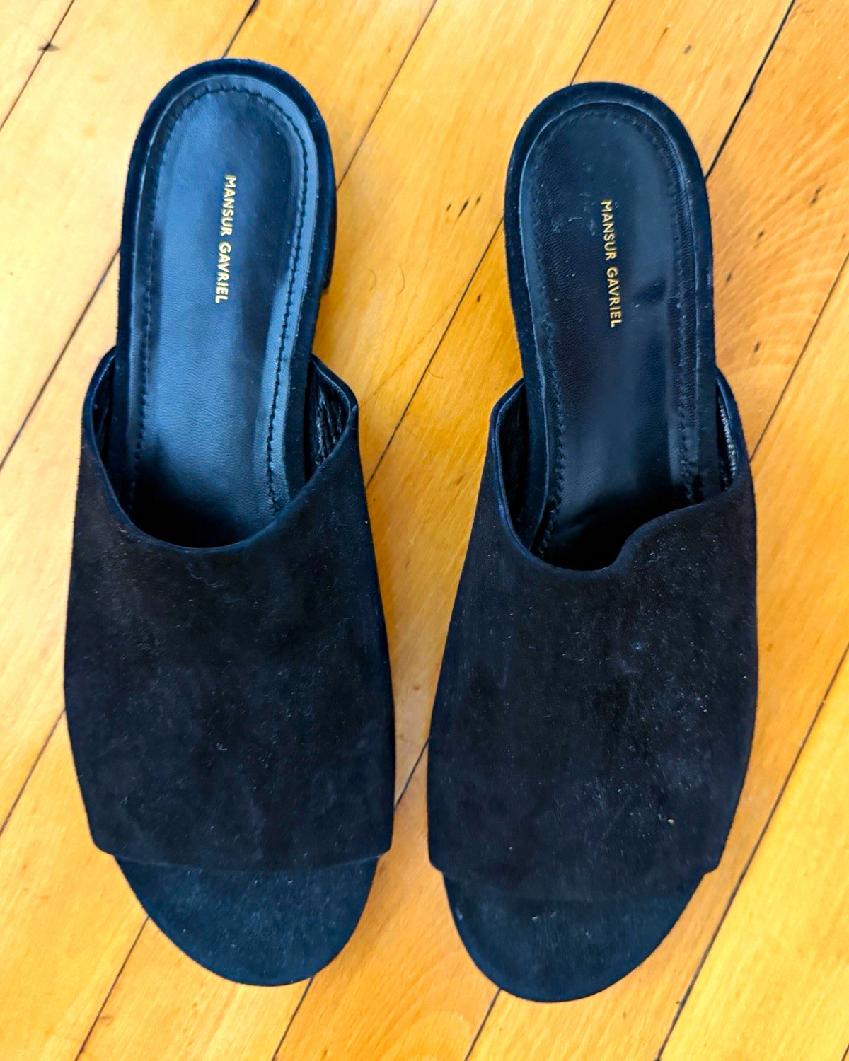 Mansur Gavriel Black Suede Slide Sandals Open Toe Slip On EU 39 US 8.5 Mansur Gavriel Black Suede Slide Sandals Open Toe Slip On EU 39 US 8.5