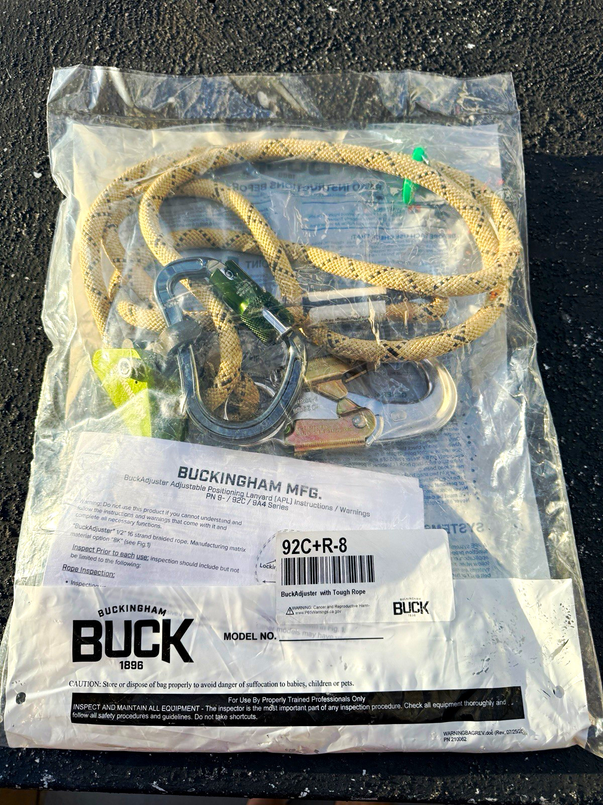 Buckingham BuckAdjuster Adjustable Positioning Lanyard APL 92C+R-8