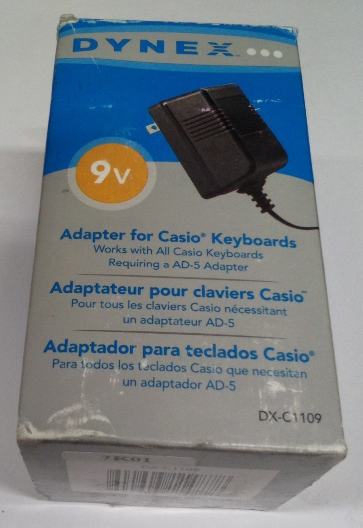 Dynex AD-5 AC Adapter for Select Casio Keyboard Packaging has some aging AS PIC Dynex AD-5 AC Adapter for Select Casio Keyboard Packaging has some aging AS PIC