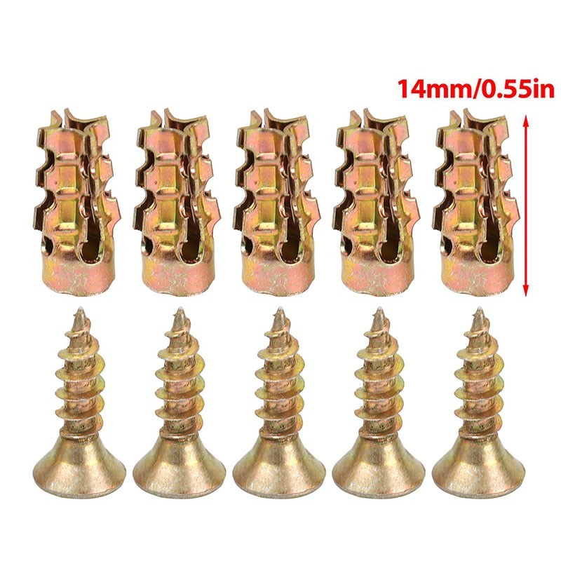 50/100Sets Metal Expansion Tube Self Tapping Screws Sets Drilling Plug 6×14mm